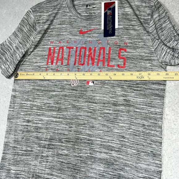 Nike Washington Nationals Dri Fit Shirt Mens Medium Gray Heather Short Sleeve - Picture 7 of 13